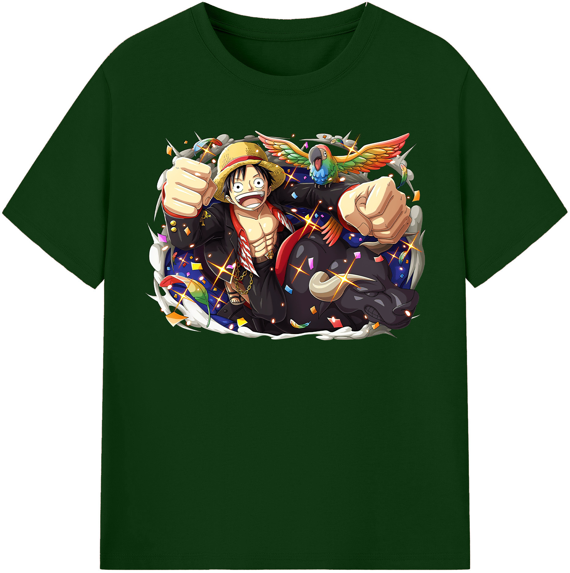 ワンピース モンキー・D・ルフィ ONE PIECE Monkey D. Luffy 綿100％半袖Tシャツ（フロントプリント）